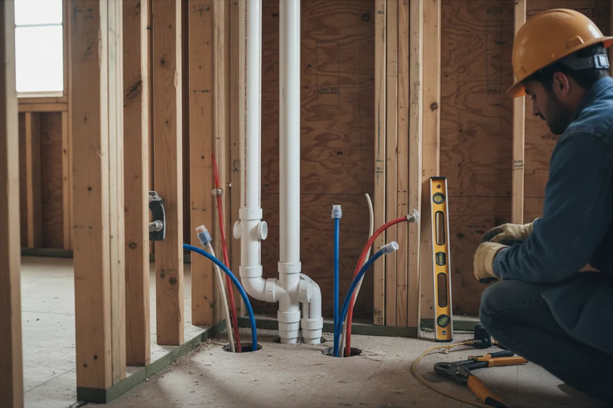 Drain and supply rough-in during Sump Pump Repair in East Haven
